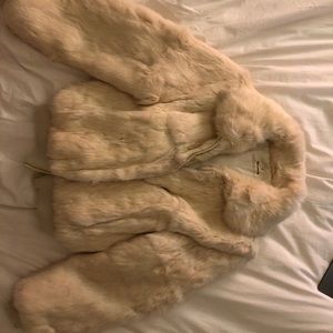 Vintage 1980s White Rabbit Fur Jacket Women’s Bomb